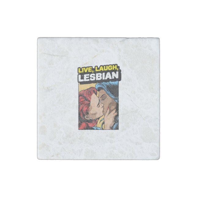 Live Laugh Lesbian Stone Magnet (Front)