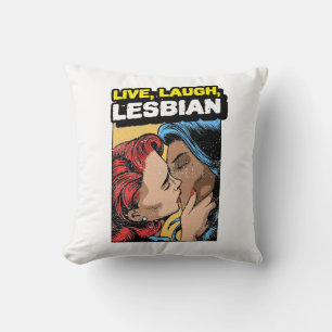 Live Laugh Lesbian Throw Pillow