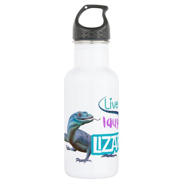 Live Laugh Lizard Stainless Steel Water Bottle (Front)