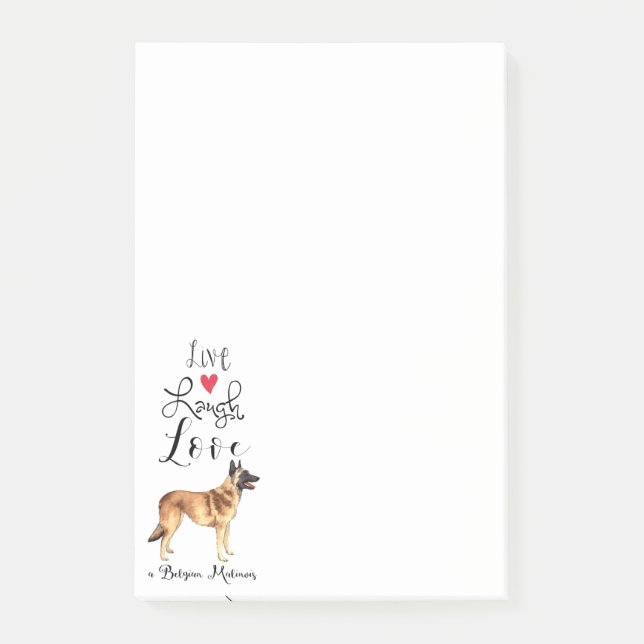 Live Laugh Love a Belgian Malinois Notes (Front)