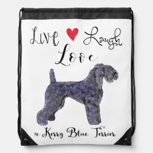 Live Laugh Love a Kerry Blue Terrier Drawstring Bag