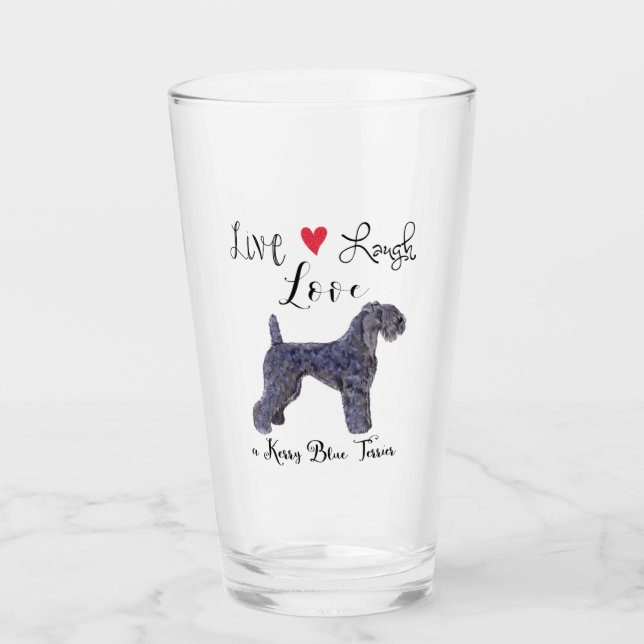 Live Laugh Love a Kerry Blue Terrier Glass (Front)