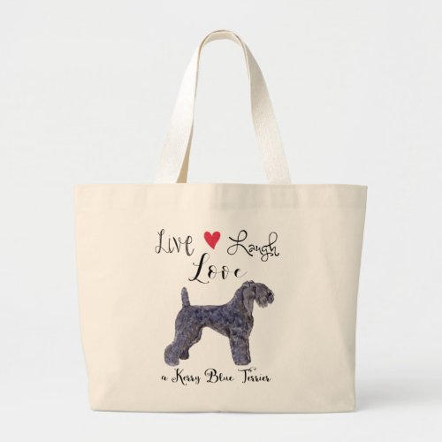 Live Laugh Love a Kerry Blue Terrier Large Tote Bag