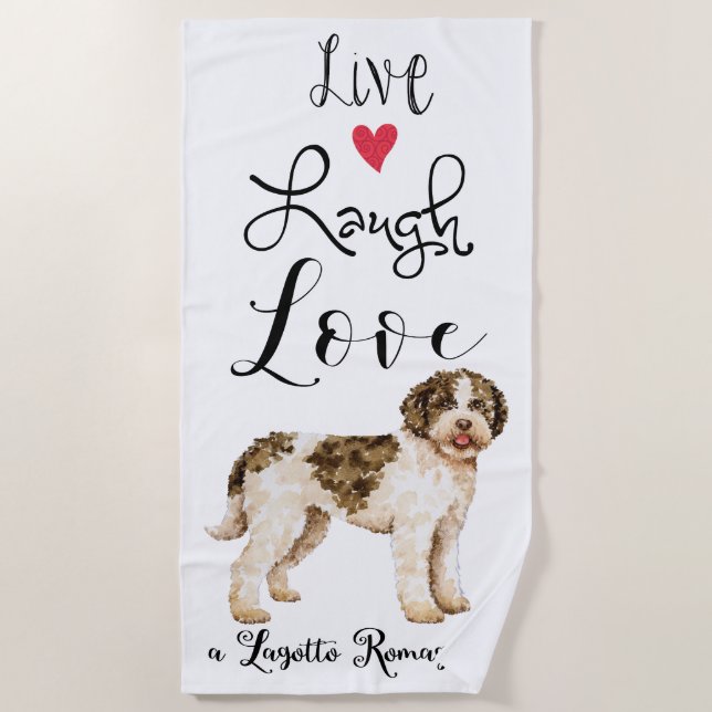 Live Laugh Love a Lagotto Romagnolo Beach Towel (Front)