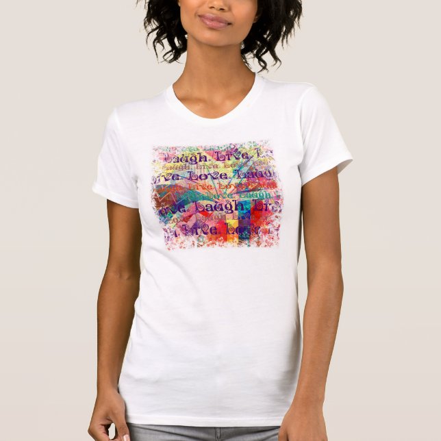 Live Laugh Love Abstract Textured Plaid Pattern T-Shirt (Front)
