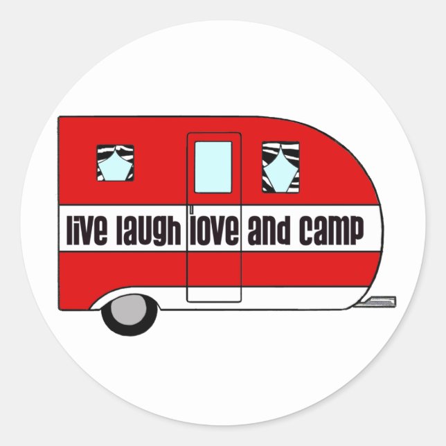 Live, Laugh, Love and Camp Classic Round Sticker (Front)