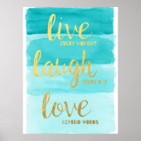 Live Laugh Love | Blue Ombre Motivational
