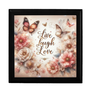 Live Laugh Love Butterfly and Flowers Gift Box