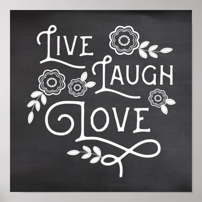 Live Laugh Love Chalkboard Style Art Poster (Front)