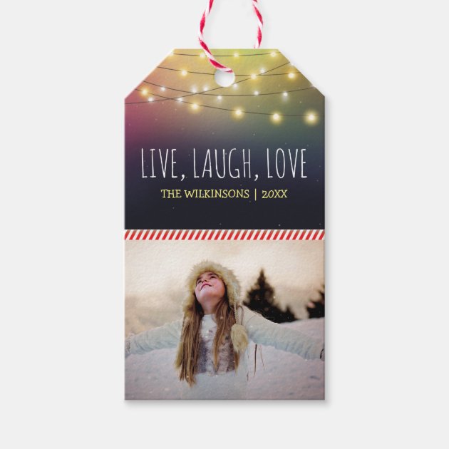 Live, Laugh, Love Christmas Photo | Jolly Holiday Gift Tags