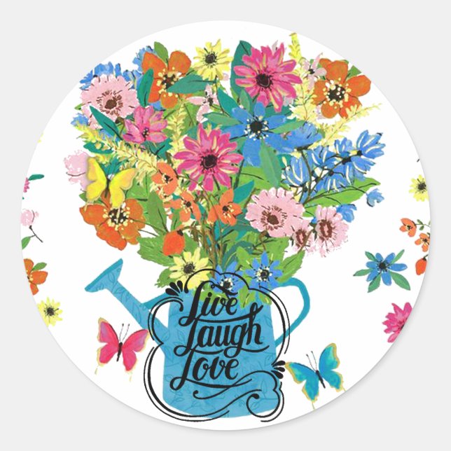 Live, laugh love  classic round sticker (Front)