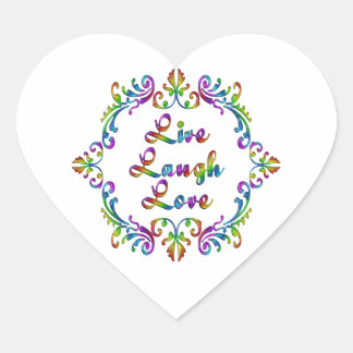Live Laugh Love Colorful Design Heart Sticker