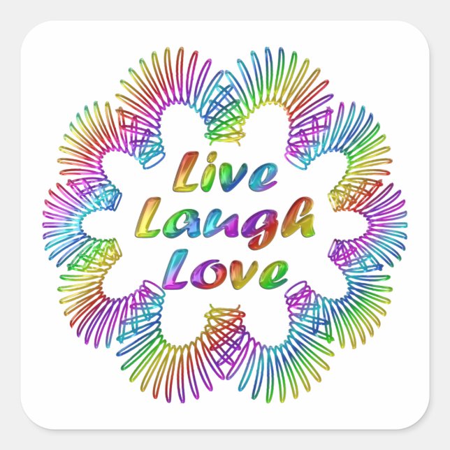 LIVE LAUGH LOVE COLORFUL SPIRAL SQUARE STICKER (Front)