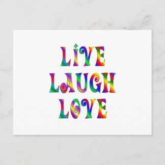 Live Laugh Love Colorful Words Postcard