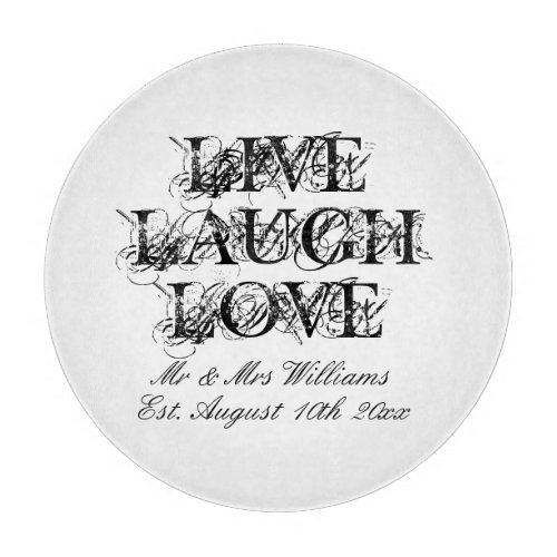 Live Laugh Love cutting board for wedding couple