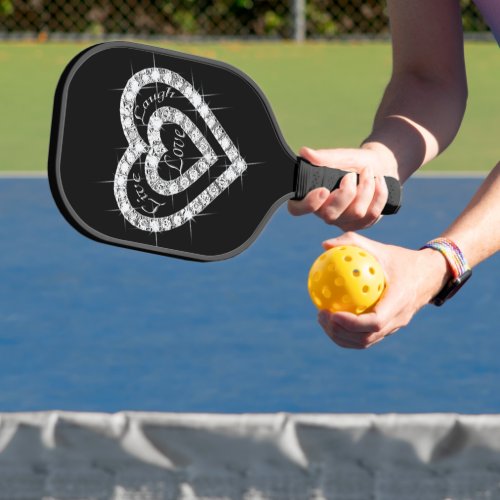 Live Laugh Love Diamond Heart Pickleball Paddle