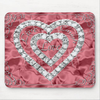Live Laugh Love Diamond Heart Red Mouse Pad