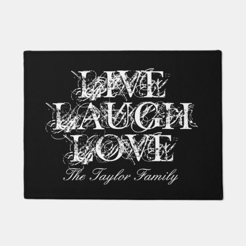 Live Laugh Love doormat with custom family name