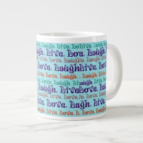 Live Laugh Love Encouraging Words Teal Blue Large Coffee Mug