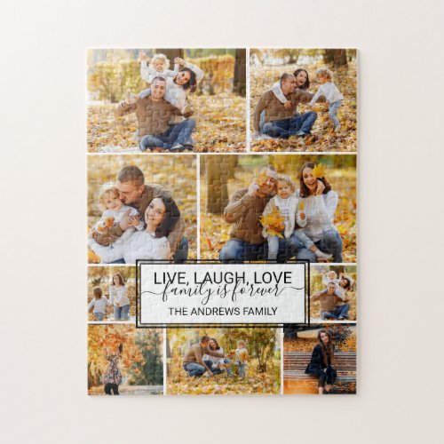 Live Laugh Love Family is Forever Photo Collage Jigsaw Puzzle