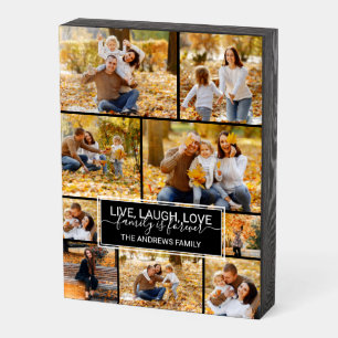 Live Laugh Love Family is Forever Photo Collage Wooden Box Sign