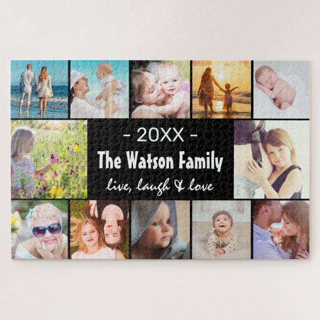 Live, Laugh & Love Family Photo Collage Jigsaw Puzzle (Horizontal)