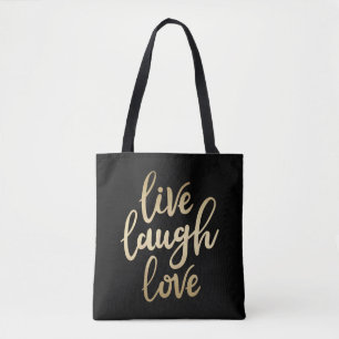 Live Laugh Love Faux Gold Lettering Tote Bag
