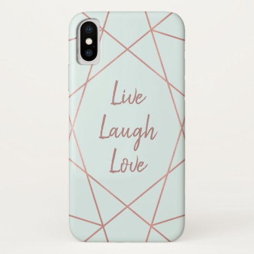 Live Laugh Love  Faux Rose Gold Foil  Mint iPhone XS Case