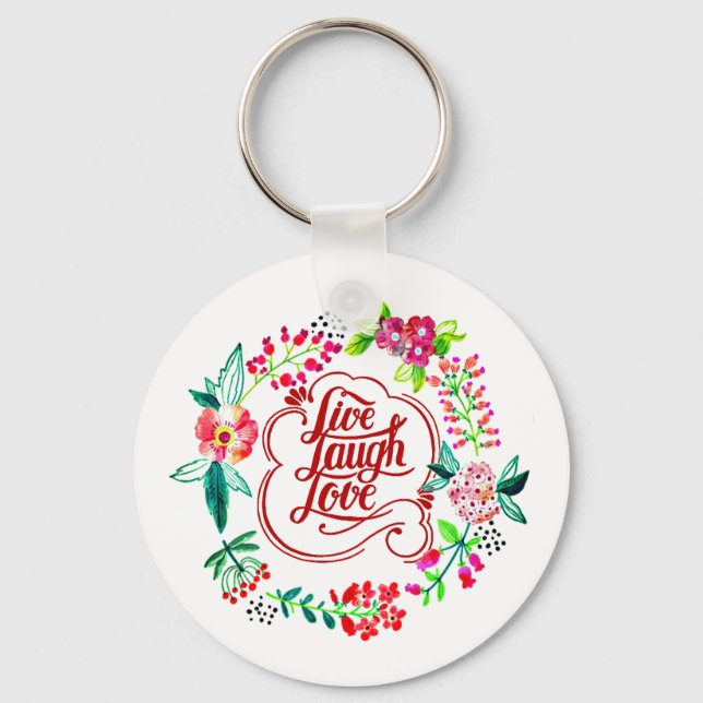Live laugh love floral  keychain (Front)