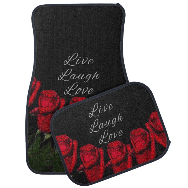 Live Laugh Love Flowers Car Mat (Set)