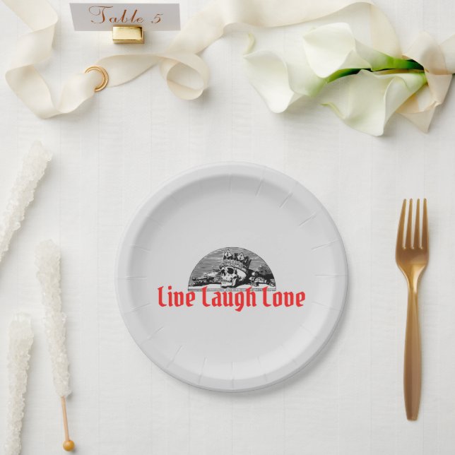 Live Laugh Love Funny Horror Paper Plates (Wedding)
