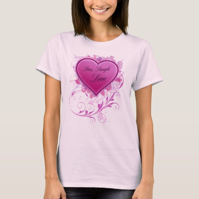 Live, Laugh, Love Grunge Floral Women's Shirt (Front)