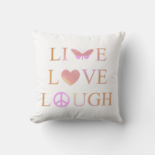 Live, Laugh, Love Heart Peace Throw Pillow (Front)