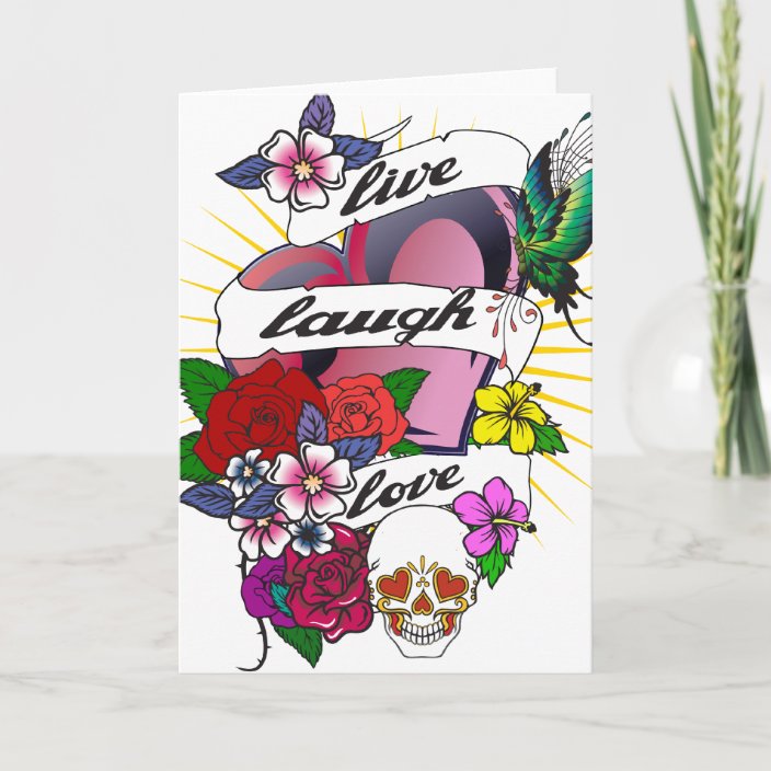 Live Laugh Love Heart Tattoo Design Card Zazzle Com