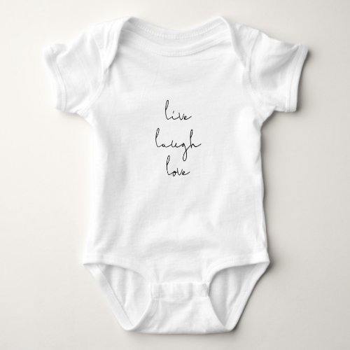 Live laugh love jersey baby bodysuit black font