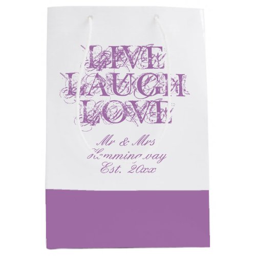 Live Laugh Love lavender wedding guests gift bag 