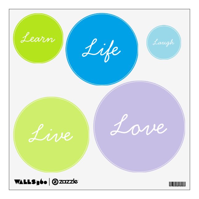 Live Laugh Love Learn Life Circle Wall Art Wall Sticker (Front)