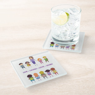 Live ~ Laugh ~ Love ~ Learn School Teacher Glass Coaster