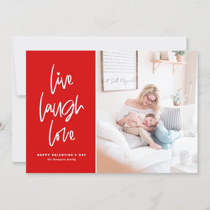 Live Laugh Love Lettering Red Valentine&#39;s Day Holiday Card