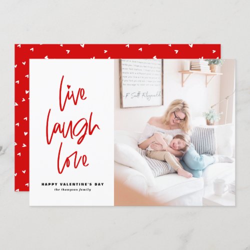 Live Laugh Love Lettering White Valentines Day Holiday Card