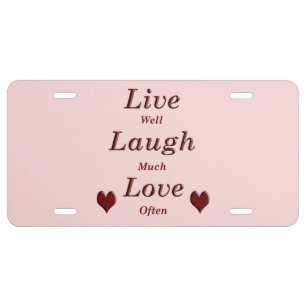 Live Laugh Love License Plate