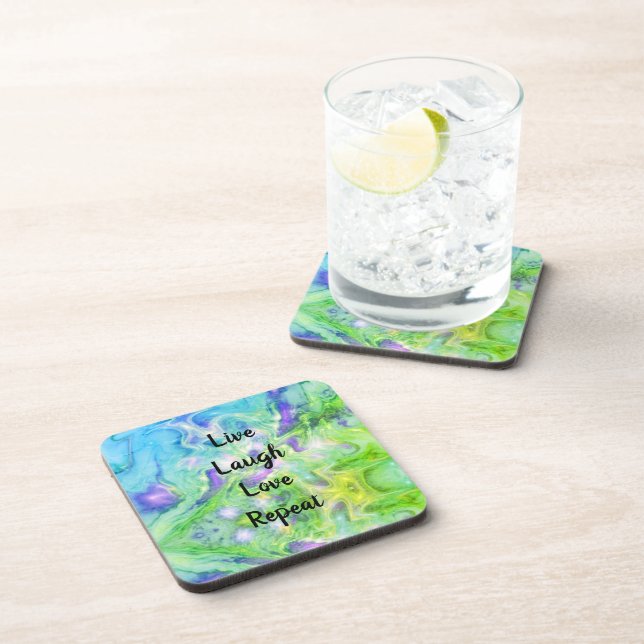 Live Laugh Love Marble Set of 6 Drink Coasters (Right Side)