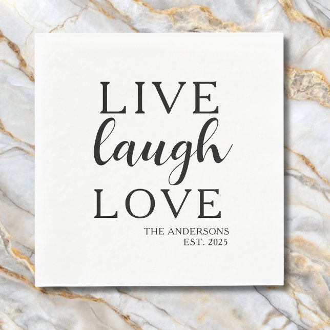 Live Laugh Love Name Established Anniversary  Napkins (Creator Uploaded)