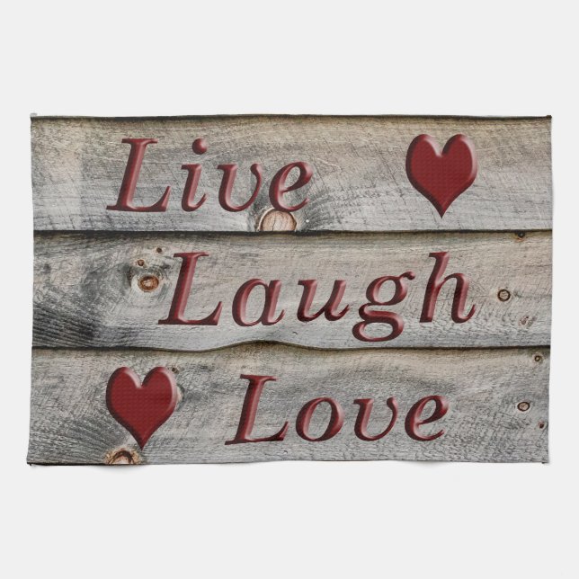 Live Laugh Love on the side of a barn Kitchen Towel (Horizontal)
