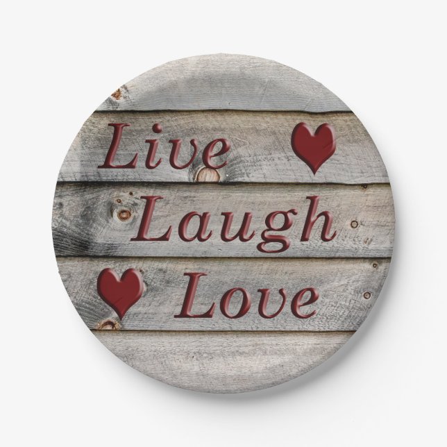 Live Laugh Love on the side of a barn Paper Plates (Front)