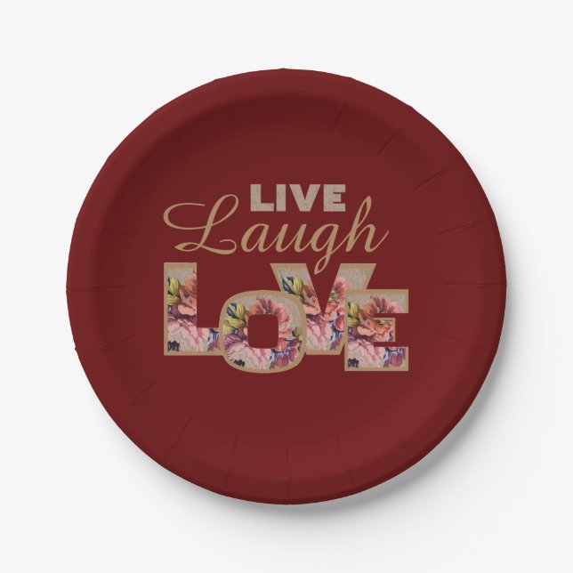 Live, Laugh, love Paper Plates (Front)