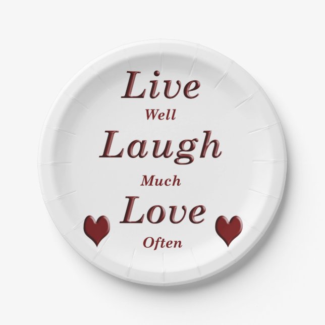 Live Laugh Love Paper Plates (Front)