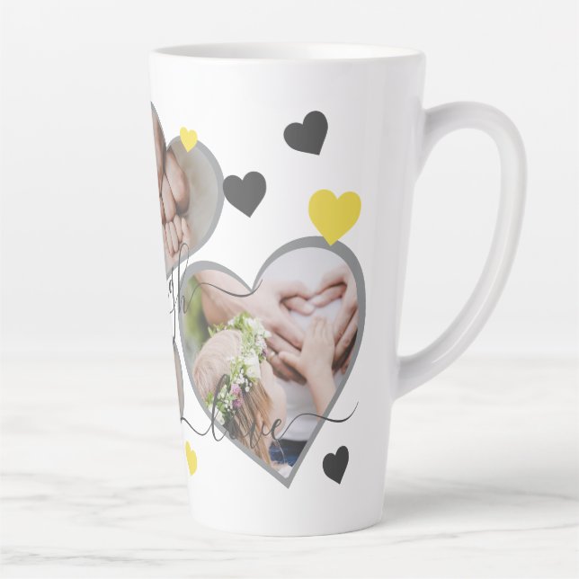 Live Laugh Love Photo Hearts Latte Mug (Right)