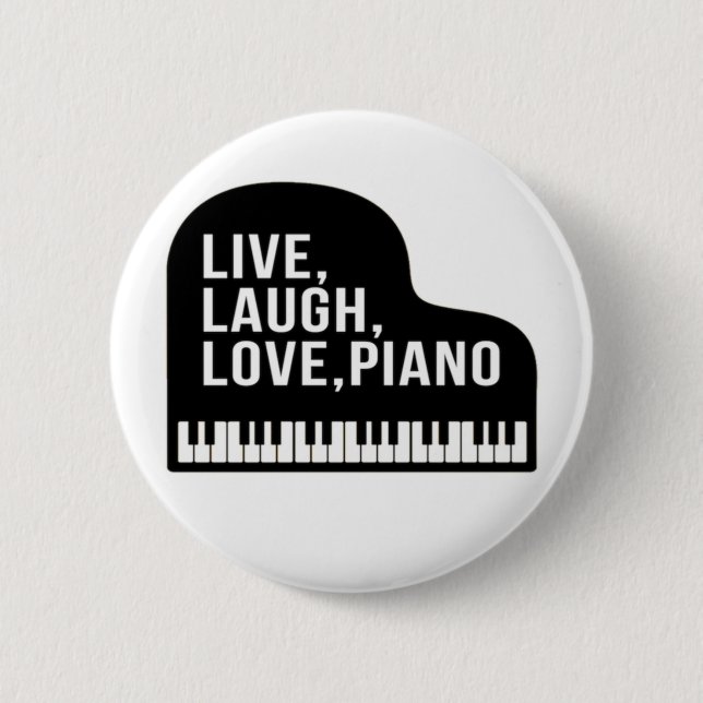 Live Laugh Love Piano Grand Piano Pianist Quote  Button (Front)