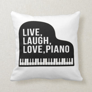 Live Laugh Love Piano Grand Piano Pianist Quote Throw Pillow
